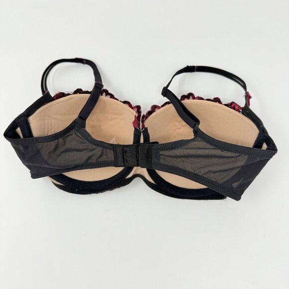 Vintage 2000 Y2K Magenta Noir Sheer Floral Garter Set 34C - Picture 3 of 13